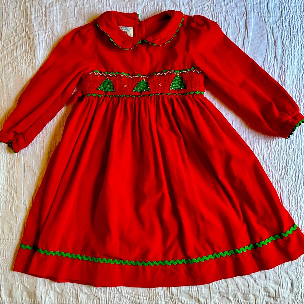 Girls Smocked Christmas Dress
